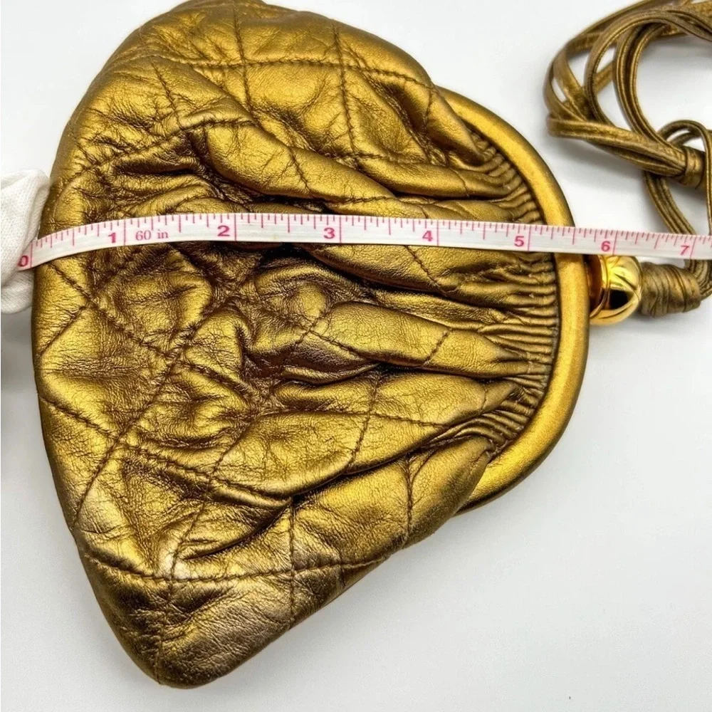 Chanel Quilted Vintage Rare Gold Bronze Waist Pouch bag Tie Fringe sling - Picture 13 of 16